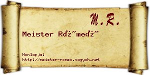 Meister Rómeó névjegykártya